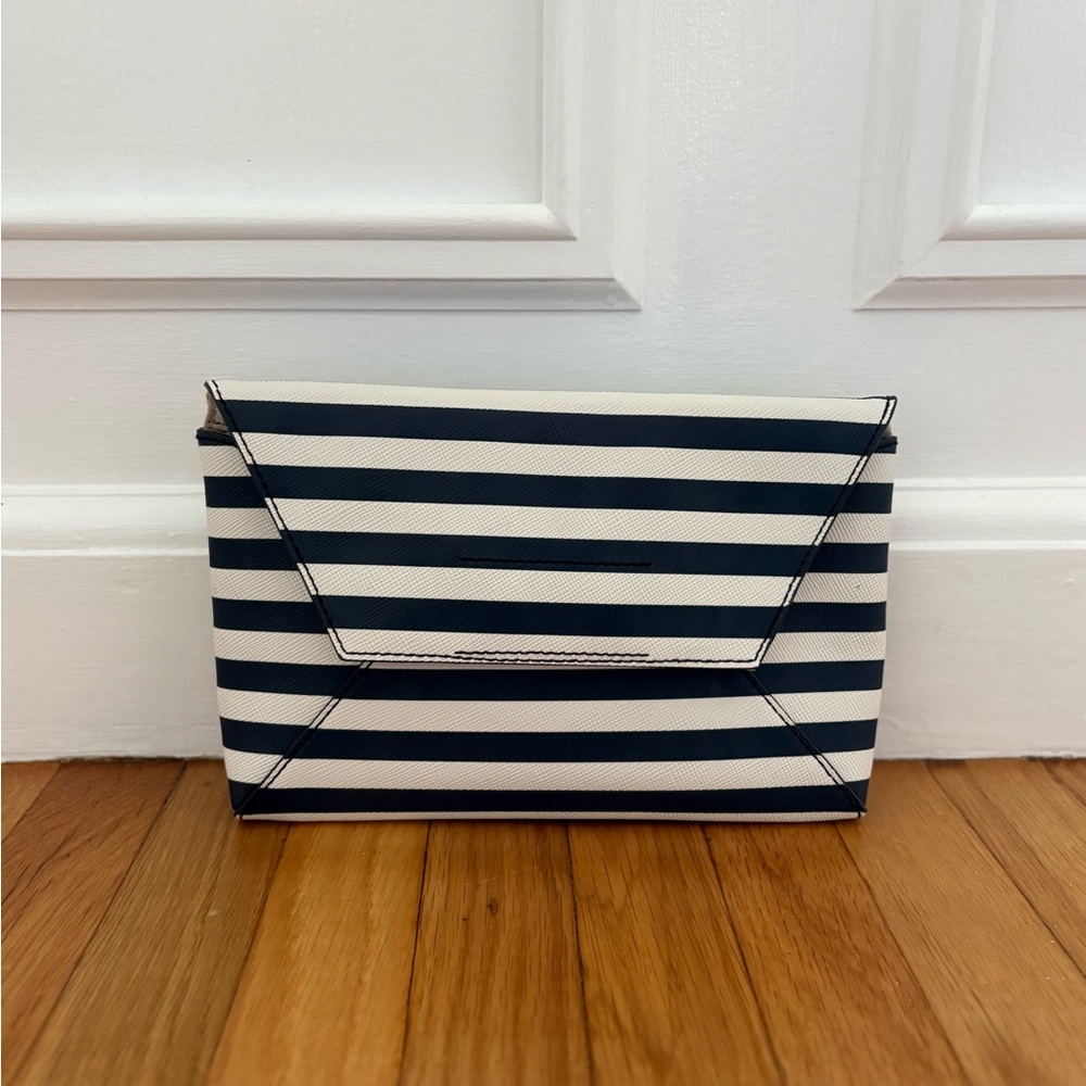 J.Crew Striped Navy and White Envelope Clutch